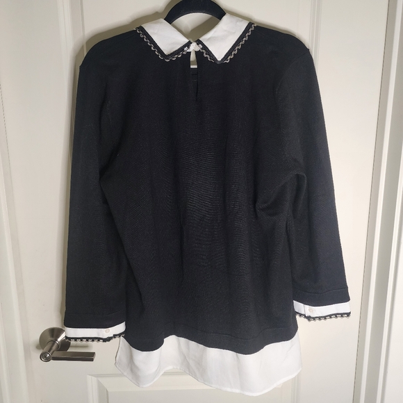 Karl Lagerfeld White and Black Collar Detail Sweater Size M - Picture 2 of 4